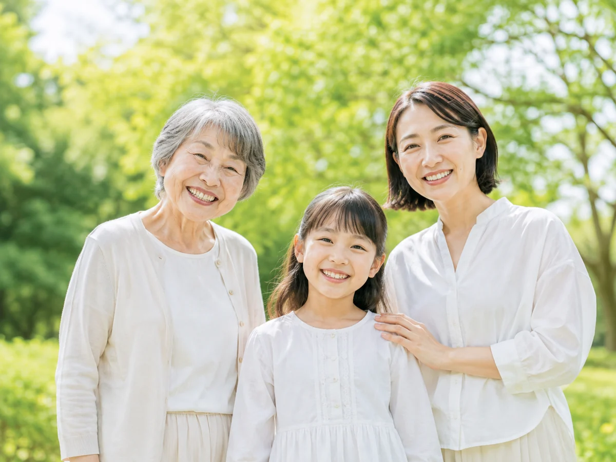 家族が屋外で過ごしている様子